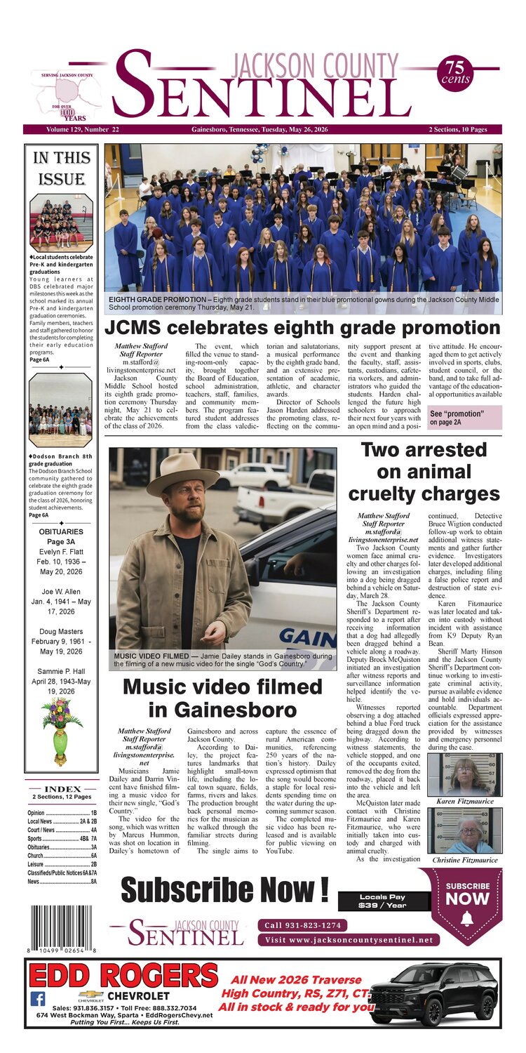 Tuesday, May 26, 2026 - Jackson County Sentinel